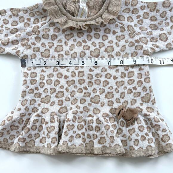 Mayoral Cheetah Print Long Sleeve Sweater Baby Girl Size 12 Months Ruffle Bow - Picture 9 of 10